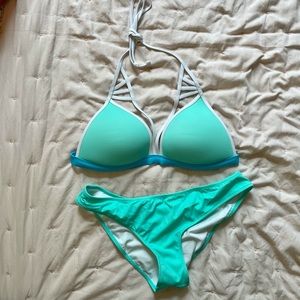 Pink push-up swim top & bottoms NWOT M